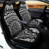 White And Black Mandala Print Universal Fit Car Seat Covers 102422