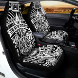 White And Black Maya Calendar Print Universal Fit Car Seat Covers 102422