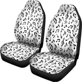 White And Black Music Note Pattern Print Universal Fit Car Seat Covers 102422