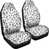 White And Black Music Note Pattern Print Universal Fit Car Seat Covers 102422