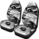 White And Black Pisces Sign Print Universal Fit Car Seat Covers 102422