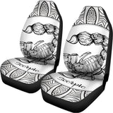 White And Black Scorpio Sign Print Universal Fit Car Seat Covers 102422