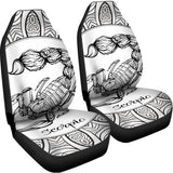 White And Black Scorpio Sign Print Universal Fit Car Seat Covers 102422
