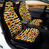 White And Black Stripe Sunflower Print Universal Fit Car Seat Covers 102422