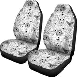 White And Black Wicca Magical Print Universal Fit Car Seat Covers 102422