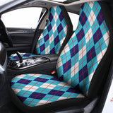 White And Blue Argyle Pattern Print Universal Fit Car Seat Covers 102422