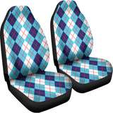 White And Blue Argyle Pattern Print Universal Fit Car Seat Covers 102422