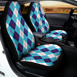 White And Blue Argyle Pattern Print Universal Fit Car Seat Covers 102422