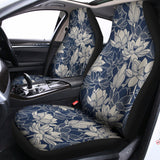 White And Blue Lotus Flower Print Universal Fit Car Seat Covers 102422
