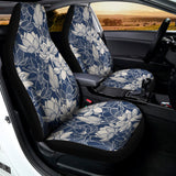 White And Blue Lotus Flower Print Universal Fit Car Seat Covers 102422