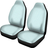 White And Cyan Striped Pattern Print Universal Fit Car Seat Covers 102422