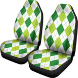 White And Green Argyle Pattern Print Universal Fit Car Seat Covers 102422