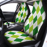 White And Green Argyle Pattern Print Universal Fit Car Seat Covers 102422