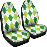 White And Green Argyle Pattern Print Universal Fit Car Seat Covers 102422