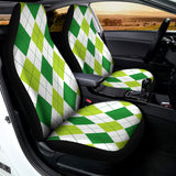 White And Green Argyle Pattern Print Universal Fit Car Seat Covers 102422