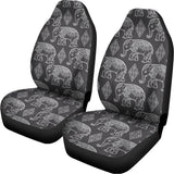 White And Grey Indian Elephant Print Universal Fit Car Seat Covers 102422