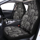 White And Grey Indian Elephant Print Universal Fit Car Seat Covers 102422