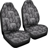 White And Grey Indian Elephant Print Universal Fit Car Seat Covers 102422