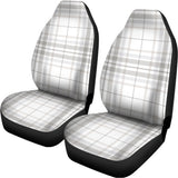 White And Grey Plaid Pattern Print Universal Fit Car Seat Covers 102422