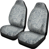 White And Grey Western Floral Print Universal Fit Car Seat Covers 102422