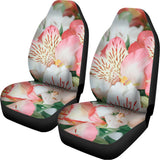White And Pink Alstroemeria Print Universal Fit Car Seat Covers 102422