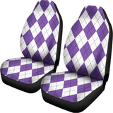 White And Purple Argyle Pattern Print Universal Fit Car Seat Covers 102422