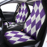White And Purple Argyle Pattern Print Universal Fit Car Seat Covers 102422