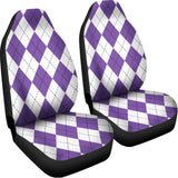 White And Purple Argyle Pattern Print Universal Fit Car Seat Covers 102422