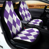 White And Purple Argyle Pattern Print Universal Fit Car Seat Covers 102422