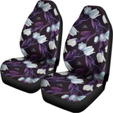 White And Purple Tulip Pattern Print Universal Fit Car Seat Covers 102422