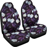White And Purple Tulip Pattern Print Universal Fit Car Seat Covers 102422