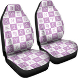 White And Purple Zodiac Signs Print Universal Fit Car Seat Covers 102422