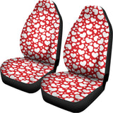 White And Red Heart Pattern Print Universal Fit Car Seat Covers 102422