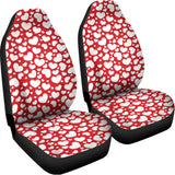 White And Red Heart Pattern Print Universal Fit Car Seat Covers 102422