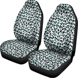 White And Teal Leopard Print Universal Fit Car Seat Covers 102422