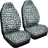 White And Teal Leopard Print Universal Fit Car Seat Covers 102422