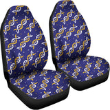 White And Yellow DNA Pattern Print Universal Fit Car Seat Covers 102422