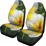 White And Yellow Plumeria Flower Print Universal Fit Car Seat Covers 102422