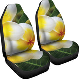 White And Yellow Plumeria Flower Print Universal Fit Car Seat Covers 102422