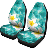 White And Yellow Plumeria In Water Print Universal Fit Car Seat Covers 102422