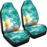 White And Yellow Plumeria In Water Print Universal Fit Car Seat Covers 102422
