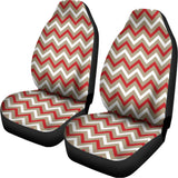 White Beige And Red Chevron Print Universal Fit Car Seat Covers 102422