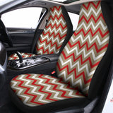 White Beige And Red Chevron Print Universal Fit Car Seat Covers 102422