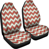White Beige And Red Chevron Print Universal Fit Car Seat Covers 102422