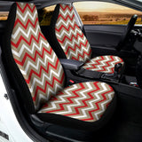 White Beige And Red Chevron Print Universal Fit Car Seat Covers 102422