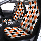 White Black And Orange Harlequin Print Universal Fit Car Seat Covers 102422