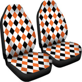 White Black And Orange Harlequin Print Universal Fit Car Seat Covers 102422