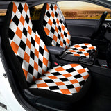 White Black And Orange Harlequin Print Universal Fit Car Seat Covers 102422