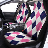 White Blue And Pink Argyle Pattern Print Universal Fit Car Seat Covers 102422