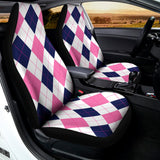 White Blue And Pink Argyle Pattern Print Universal Fit Car Seat Covers 102422